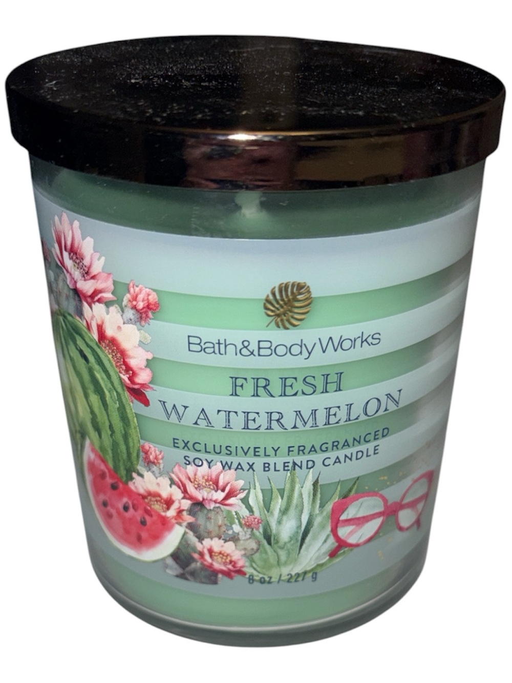Bath & Body Works Fresh Watermelon Candle 8 oz single wick jar NWT